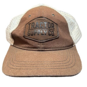 Tractor Supply Company TSC Truckers Cap Mesh Brown Whit Adjustable hat Snapback